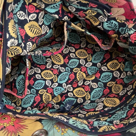 Vera Bradley Happy Snails Tote Handbag Chain Shoulder Bag Quilted Floral GUC - Picture 4 of 5